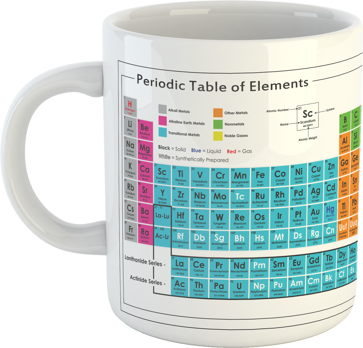This Periodic Table of Chemical Elements organises all discovered chemical elements in rows (called groups) and columns (called periods) according to increasing atomic number. It is used to swiftly refer to information about an element, like atomic mass and chemical symbol. The periodic table’s arrangement also allows scientists, teachers and students to discern trends in element properties, including electronegativity, ionization energy, and atomic radius.