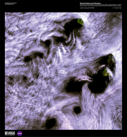 Karman Vortices near Broutona - Satellite Photography