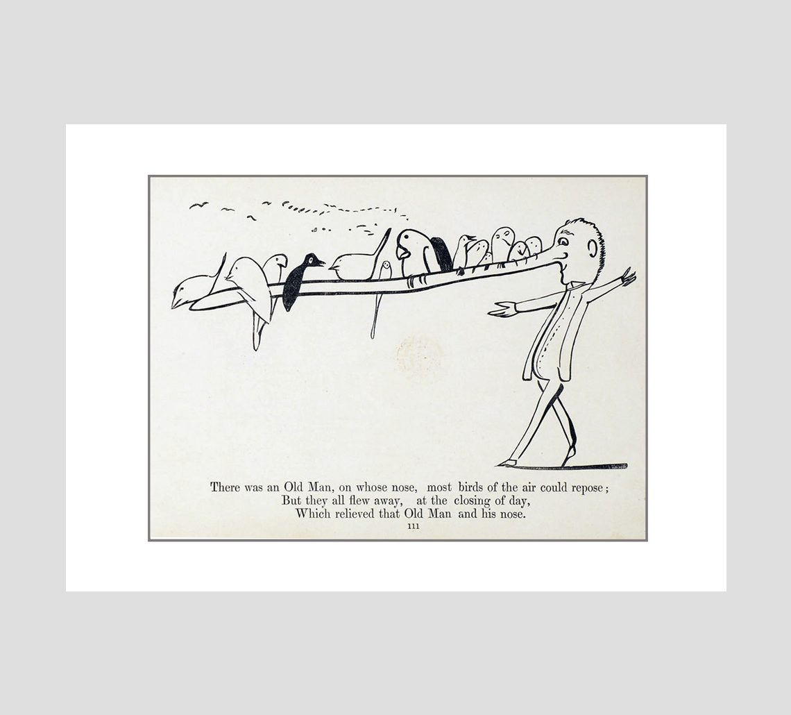 Edward Lear 'There was an Old Man on whose nose' Print
