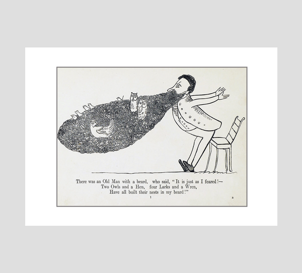 Edward Lear 'There was an Old Man with a beard' Print