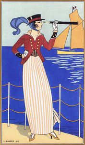 1900 French Fashion Illustrations Yachting Outfit Poster