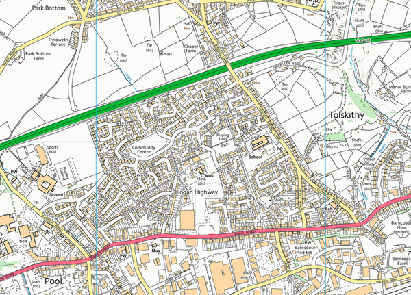Ordnance Survey Map Postcode Centered Placemat - Rectangular