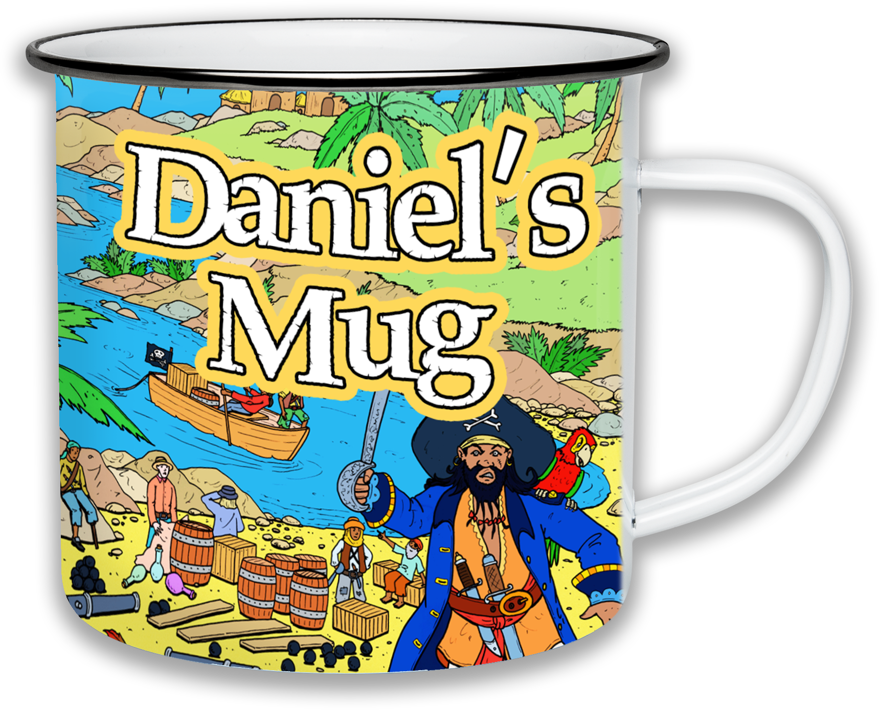 Pirate Scene Personalised Enamel Mug