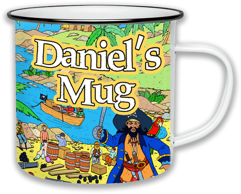 Pirate Scene Personalised Enamel Mug