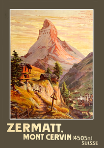 Zermatt Mont Cervin Vintage Travel Poster