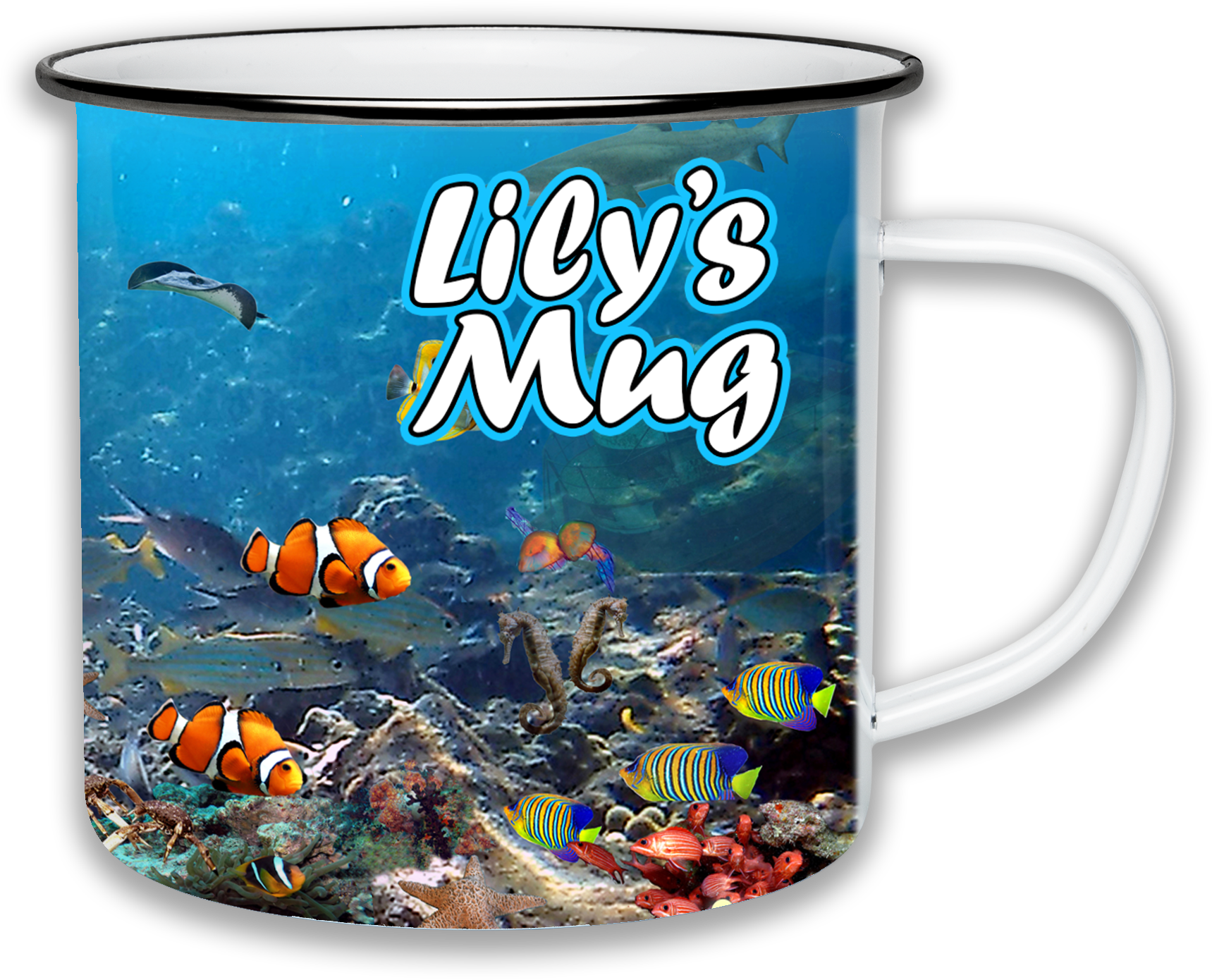 Underwater Scene Personalised Enamel Mug