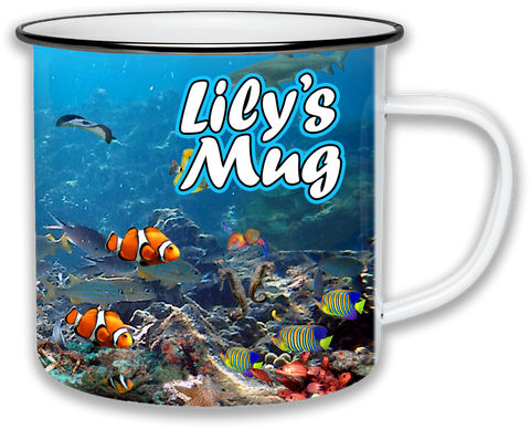 Underwater Scene Personalised Enamel Mug