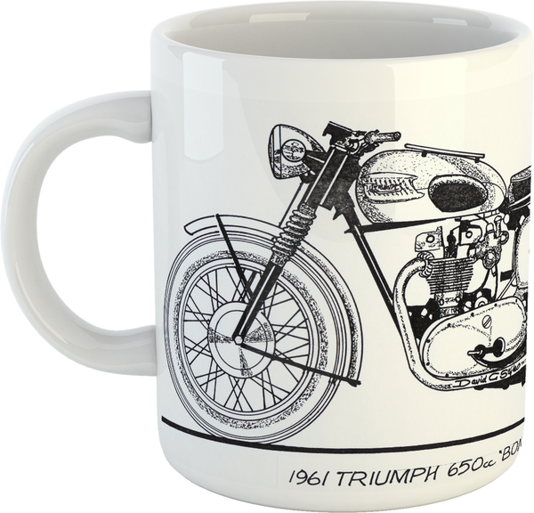 This features a detailed drawing of the classic motorcycle - 1961 Triumph 650cc Bonneville. The Triumph Bonneville T120 is a motorcycle originally made by Triumph Engineering from 1959 to 1975 and gave inspiration as the model for Sirius Black’s Motorbike in Harry Potter and the Sorcerer’s Stone.