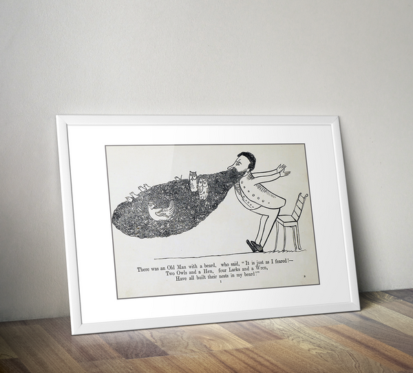 Edward Lear 'There was an Old Man with a beard' Print