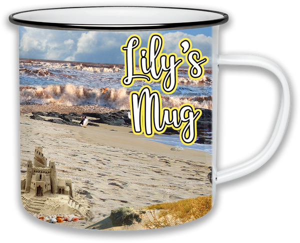 Beach Scene Personalised Enamel Mug