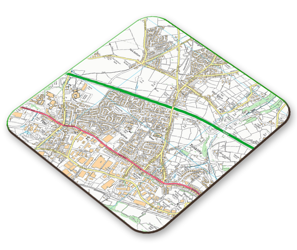 Ordnance Survey Map Postcode Centered  Placemat - Square 2km