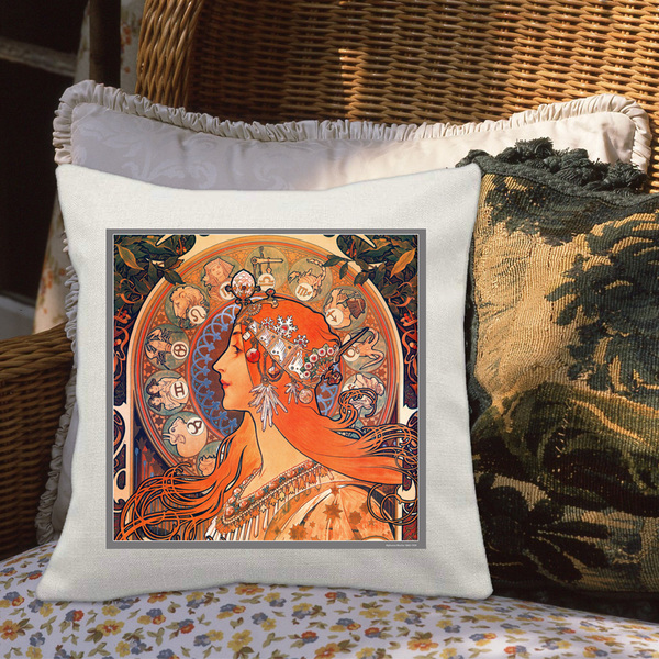 Alphonse Mucha Zodiac Cushion Cover