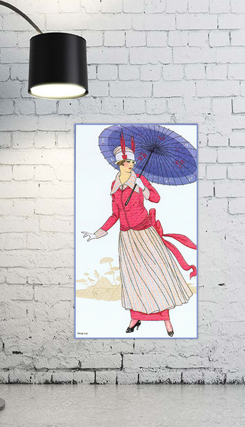 1900 French Fashion Illustrations Taffeta Dress Poster