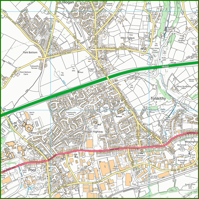 Ordnance Survey Map Postcode Centered  Placemat - Square 2km