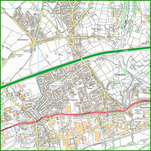 Ordnance Survey Map Postcode Centered  Placemat - Square 2km
