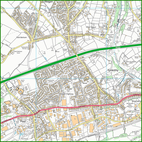 Ordnance Survey Map Postcode Centered  Placemat - Square 2km