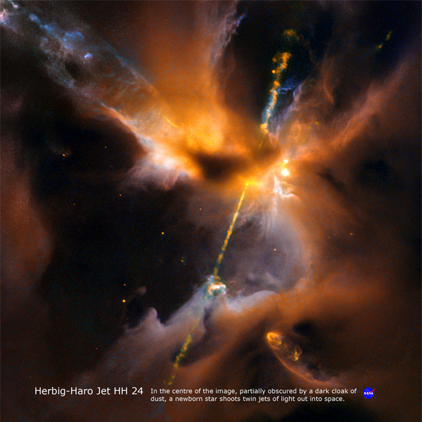 Hubble Space Telescope Image - Herbig-Haro Jet HH 24 Placemat