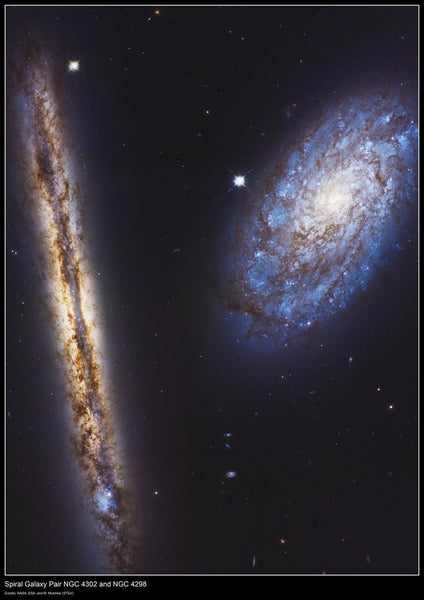 Hubble Space Telescope Poster - Spiral Galaxy Pair NGC 4302 & NGC 4298