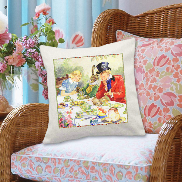 Alice in Wonderland Tea Party Cushion Cover