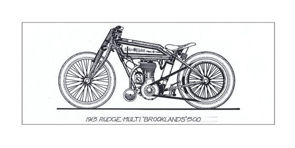"Rudge it, do not trudge it." was the advertising slogan for the 1913 Rudge-Multi Brooklands 500 motorcycle. This classic motorbike triumphed in both the Isle of Man TT and the later Speedway circuits, due to its innovative engine and transmission design.