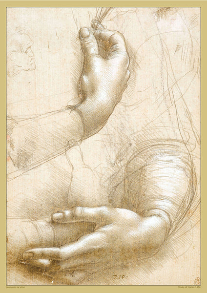 Study of Hands by Leonardo Da Vinci - A2 Poster