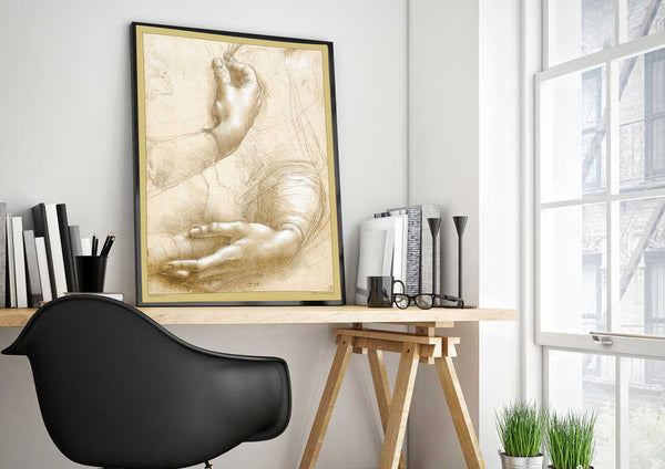 Study of Hands by Leonardo Da Vinci - A2 Poster