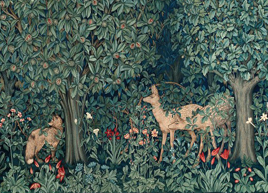 Greenery was a tapestry designed by William Morris in 1892, created from wool and mohair as part of the Arts and Crafts movement in Europe and North America. The movement stood for traditional craftsmanship with hints of medieval, romantic, or folk decoration.