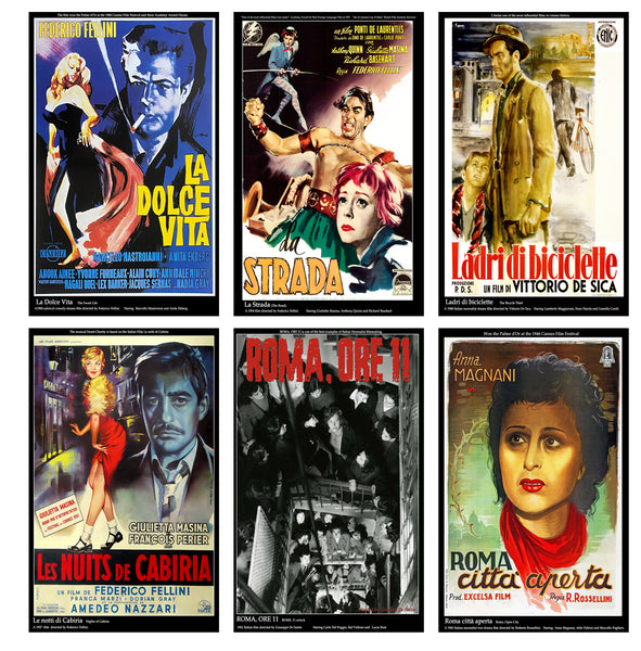 Classic Italian film posters - set of 6 - A3