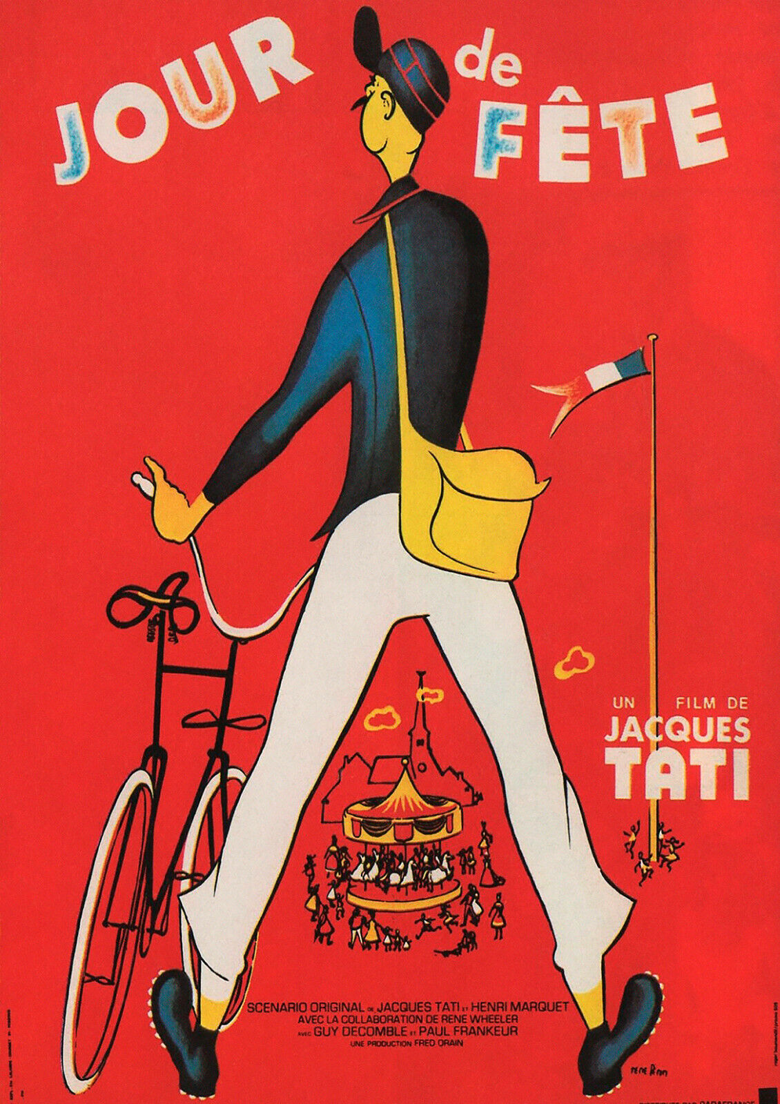 Jacques Tati - Set of 3 - A3 - iconic film posters - Mon Oncle, Jour de fete, Trafic - Film Poster - French mime, filmmaker, actor, and screenwriter