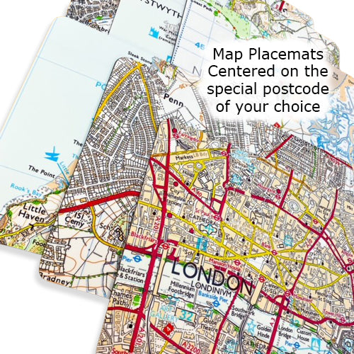 Ordnance Survey Map Postcode Centered Placemat - Rectangular