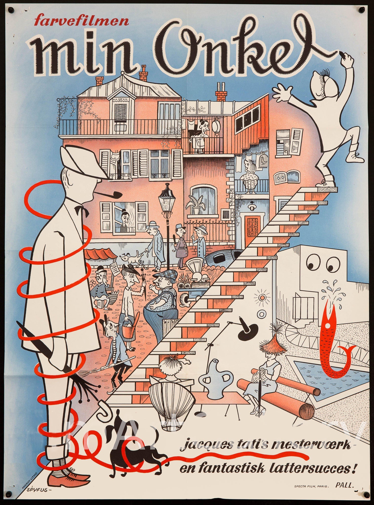 Jacques Tati - Mon Oncle - Film Poster - French mime, filmmaker, actor, and screenwriter - A2