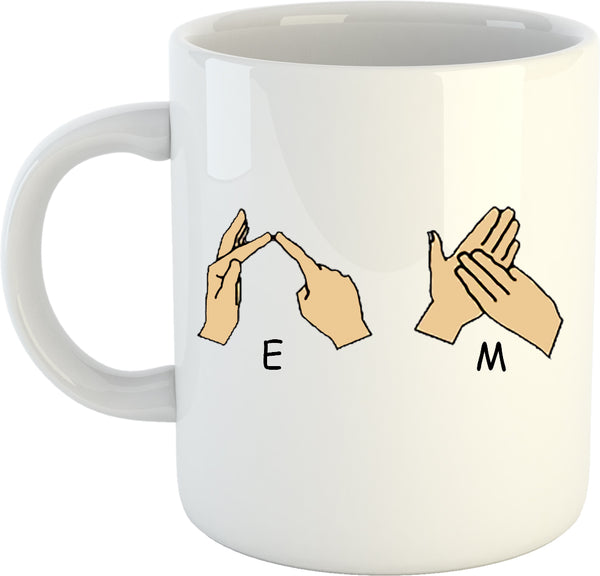 British Sign Language - Finger Spelling Personalised Name Mug - 300ml - Dishwasher and Microwave Safe