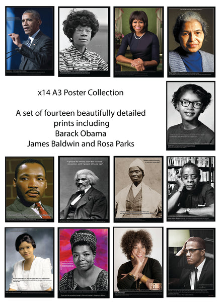 14 Image Set - Black History Icons - A3 Wall Art Posters