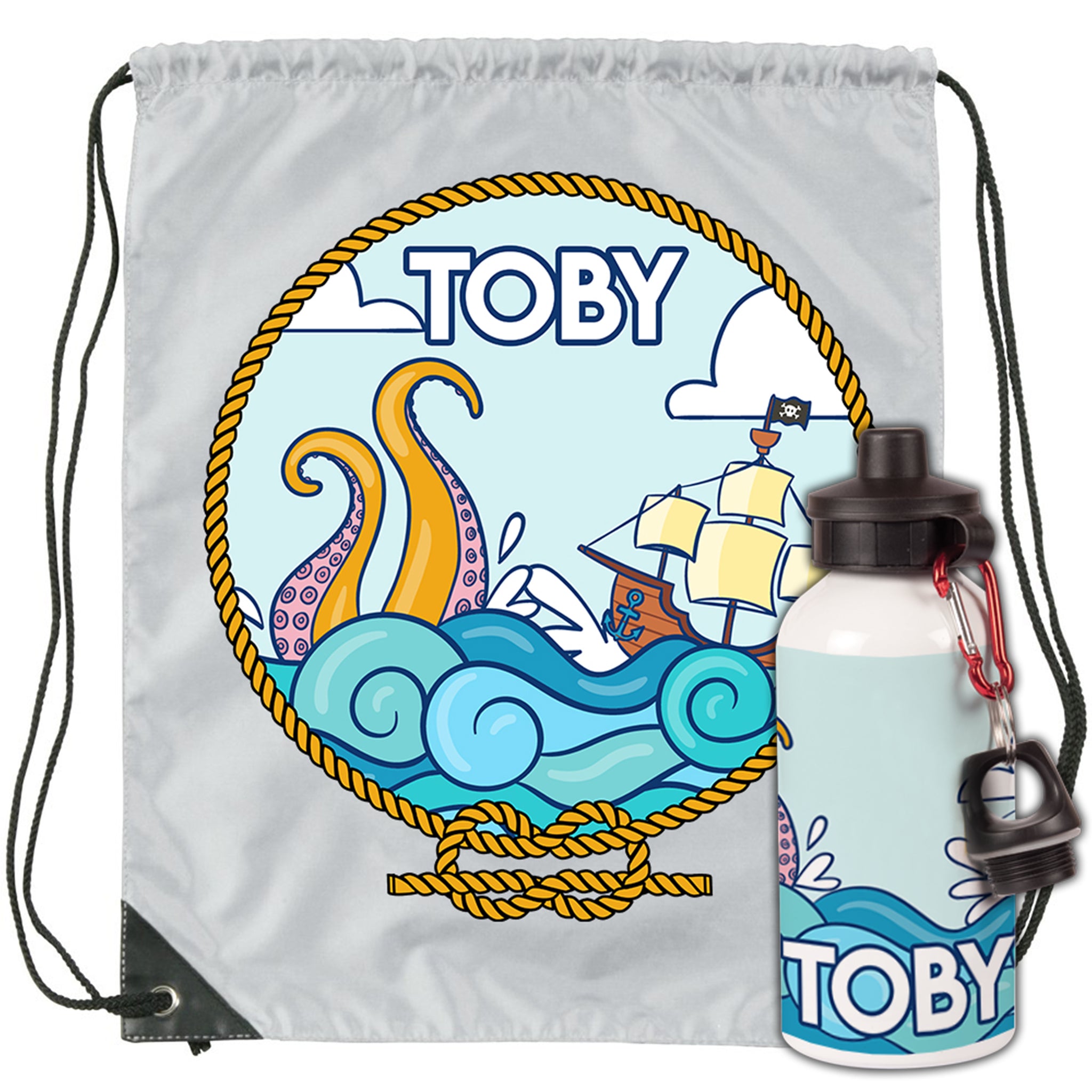 Pirate Personalised Bag & Bottle Set