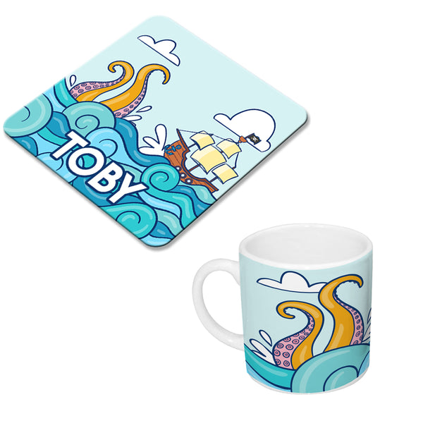 Pirate Personalised Mug & Coaster Set