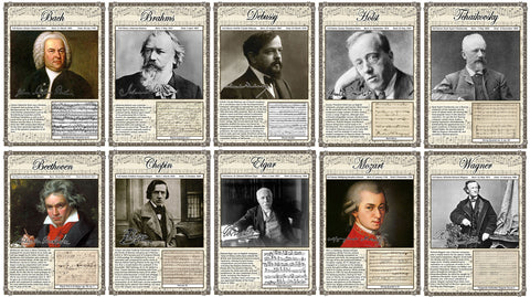 Set of 10 Classical Music Composer A3 Posters